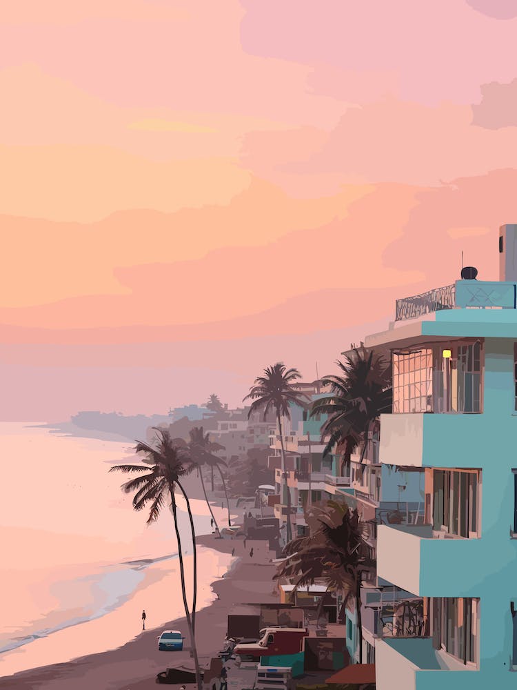 Juhu Beach Mumbai India Turquoise And Pink Tones 4