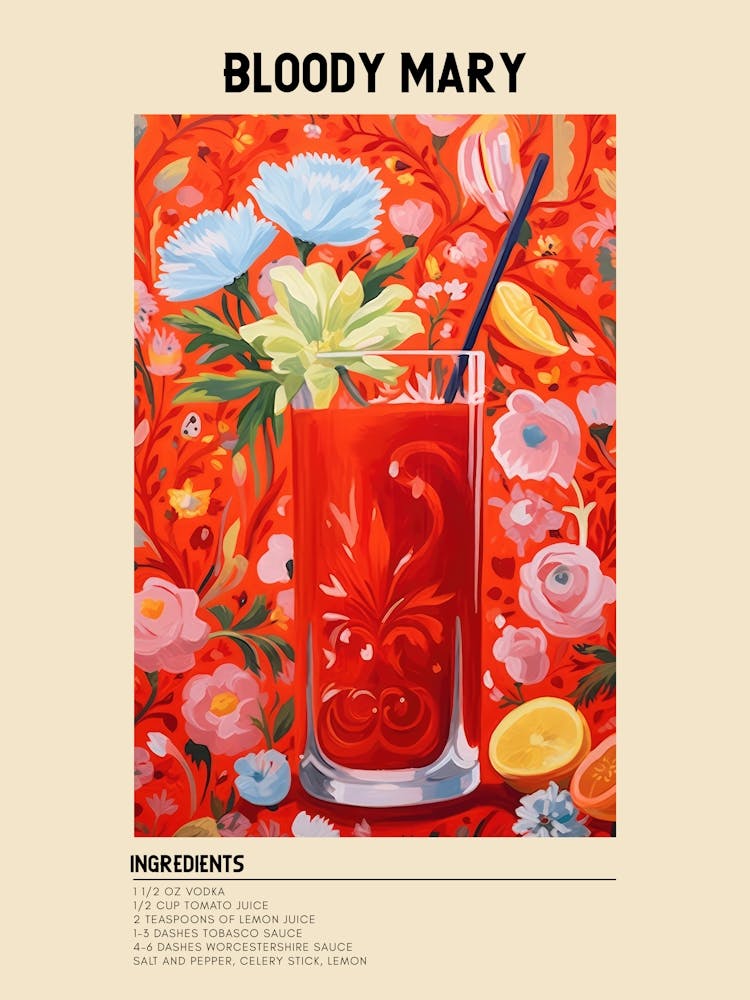 Bloody Mary Cocktail Ingredients Poster