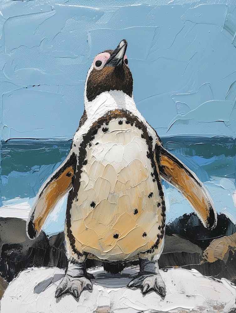 Galapagos Penguin Robben Island Colour Block Painting 3