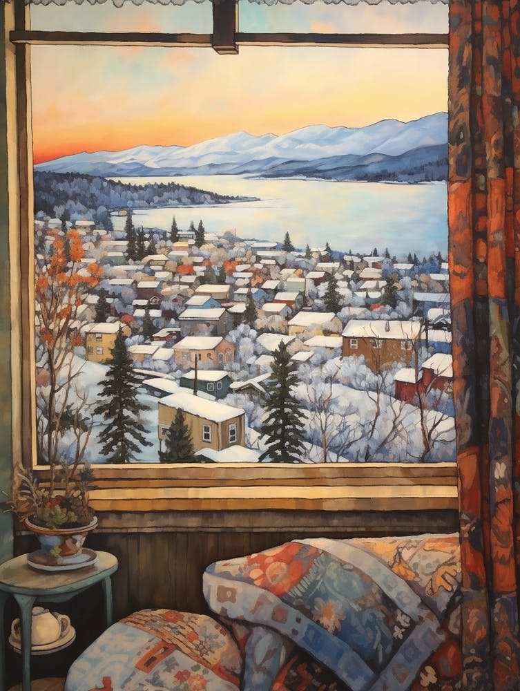 Winterliche Stadtlandschaft Big Bear Lake California
