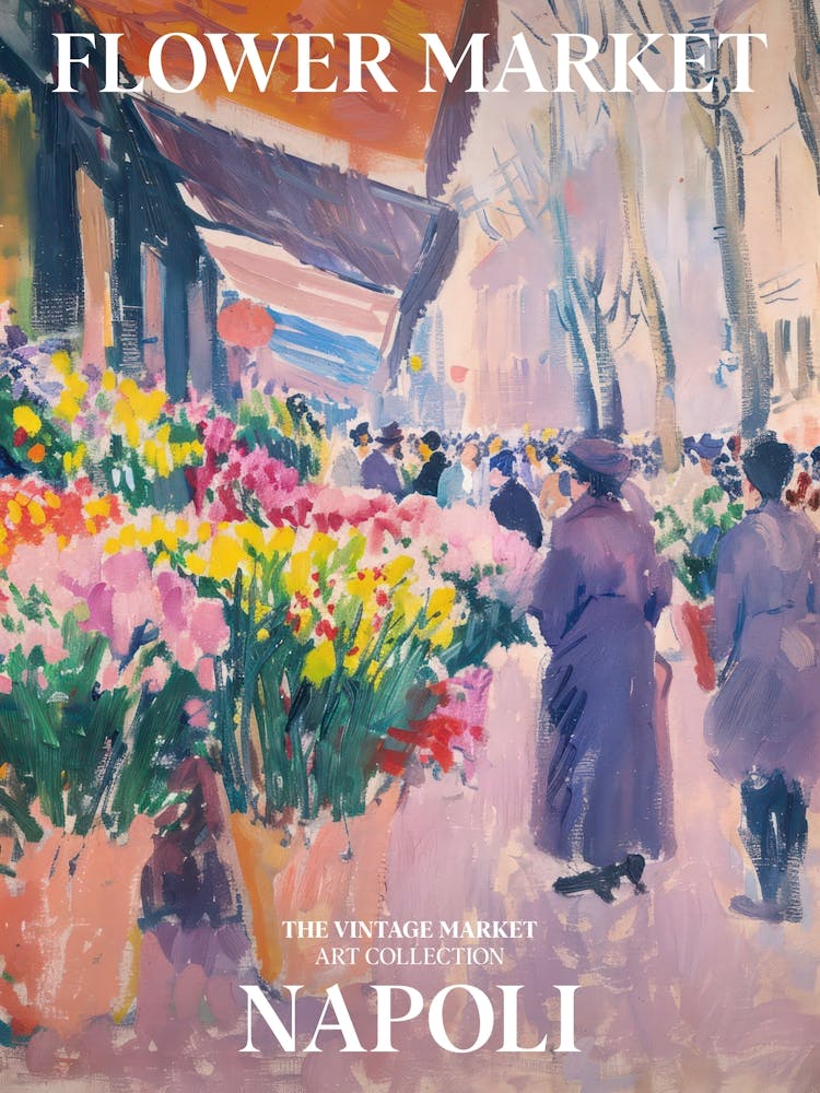 Vintage Flower Market Painting Napoli 3