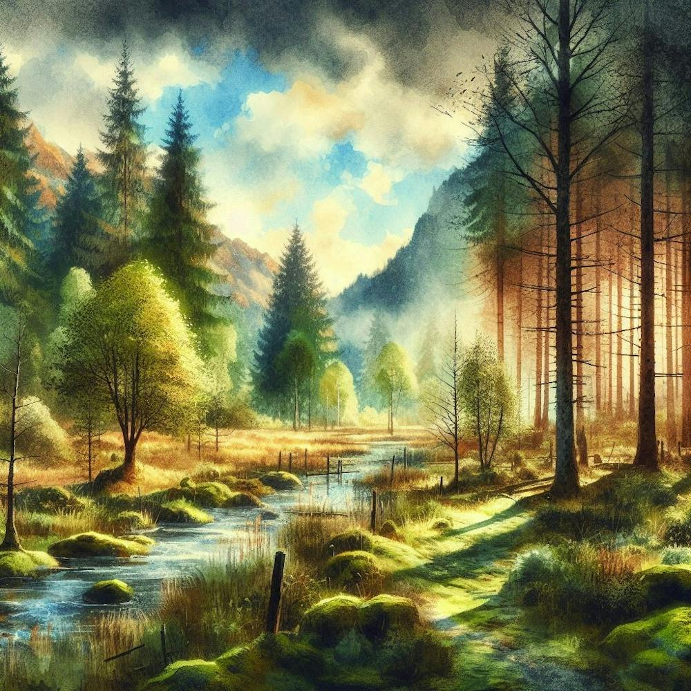 Watercolor Of A Forest 38