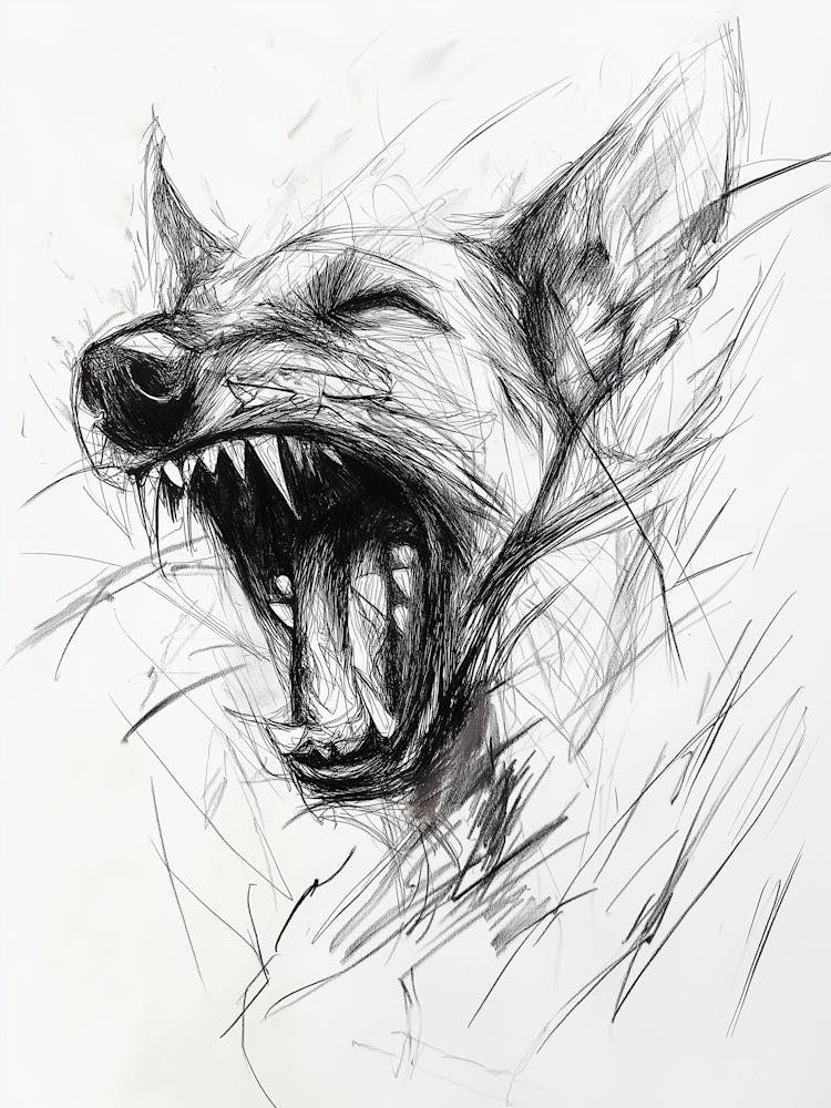 Loose And Gestural Sketch Of An Aggressive Dog