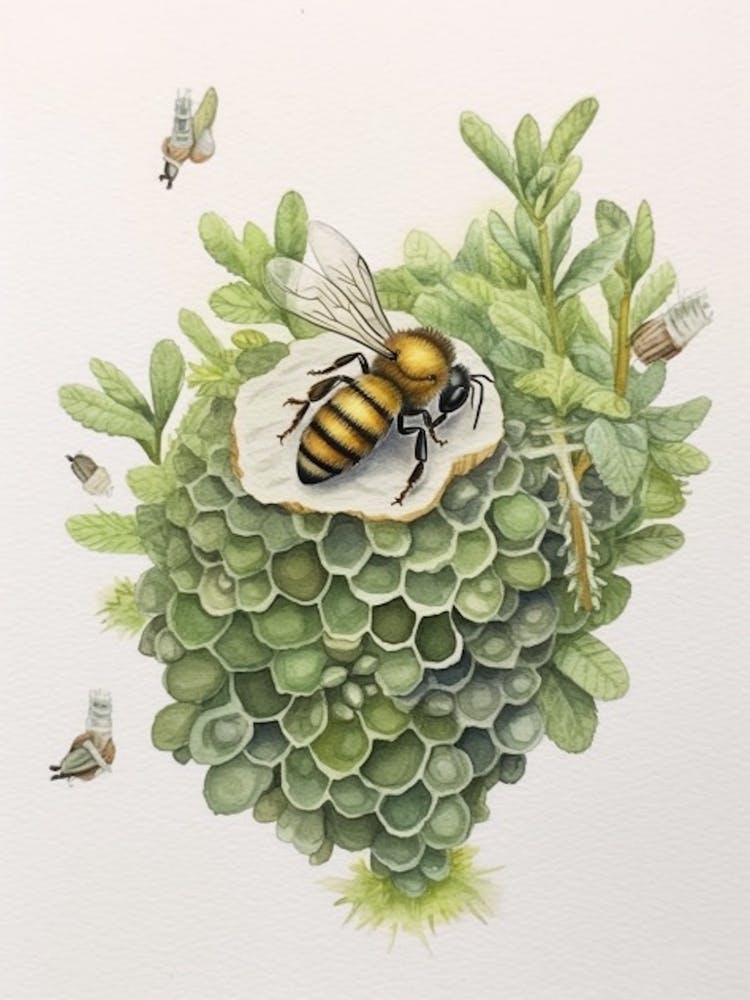 Alfalfa Leafcutter Bee Beehive Watercolour Illustration 3