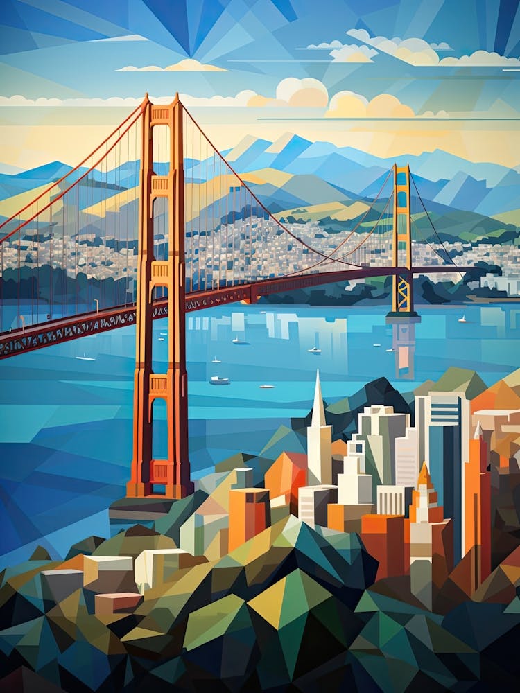 San Francisco, Usa, Geometric Illustration 1