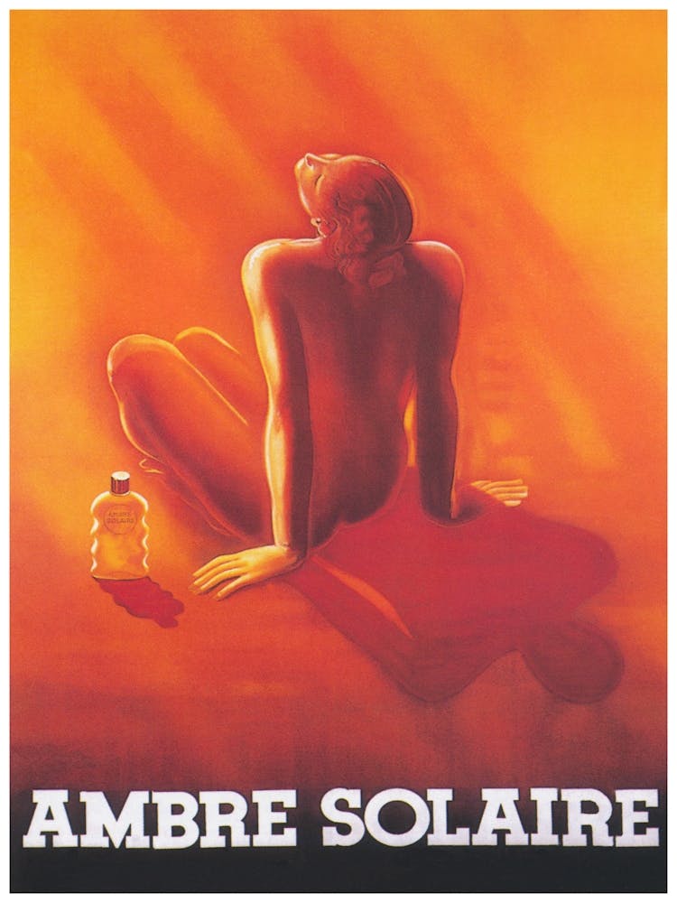 Woman Sunbathing Vintage Poster