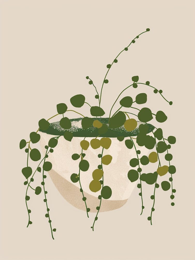 String Of Pearls Plant Minimalist Illustration 7