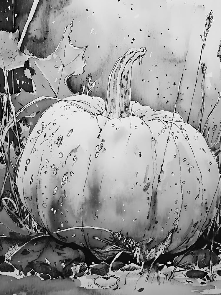 Pumpkin In The Grass