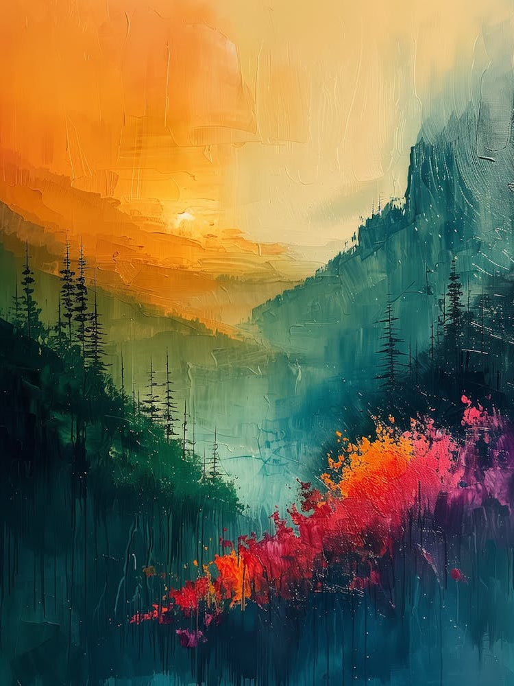 Abstract Mountain Landscape Painting