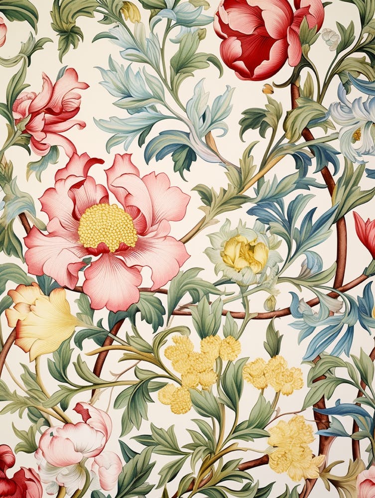 William Morris Floral Wallpaper 1