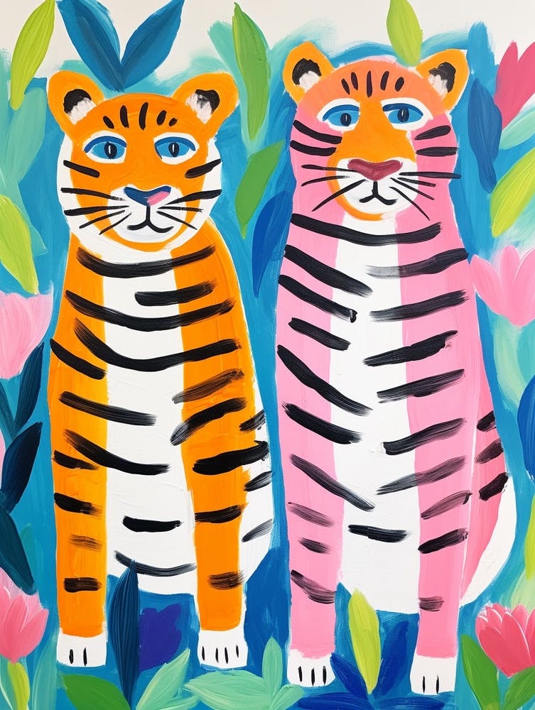 Colourful Kids Animal Art Bengal Tiger 2
