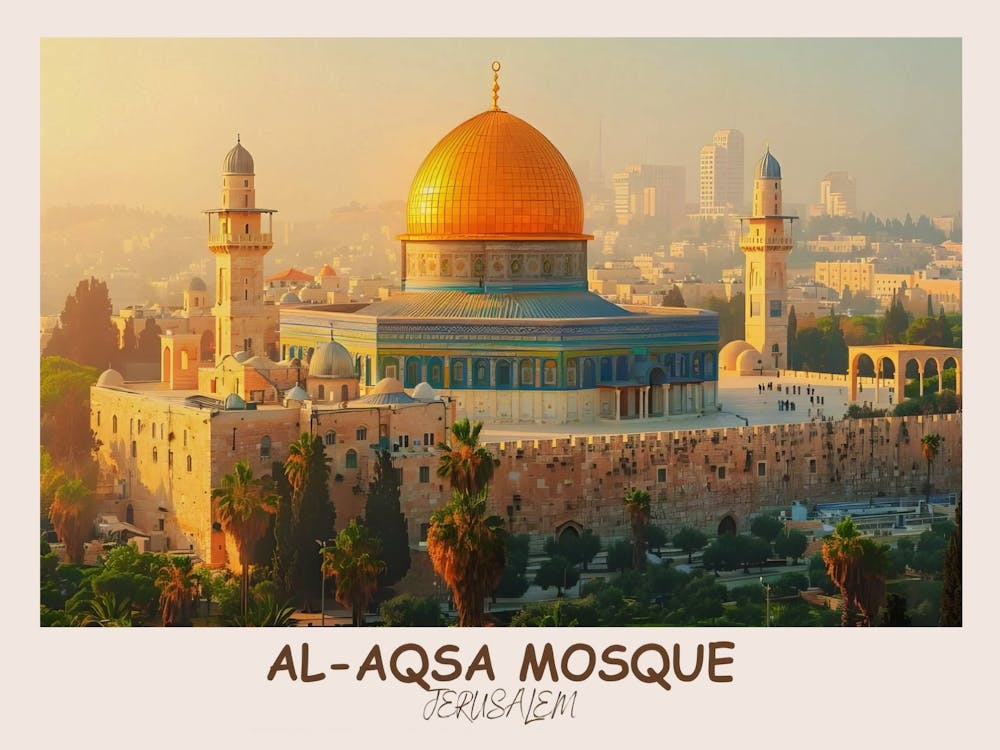 Al Aqsa Mosque Al Quds Jerusalem Palestine Boho Wall Art Islamic Decor Muslim Printable Housewarming Gift 1