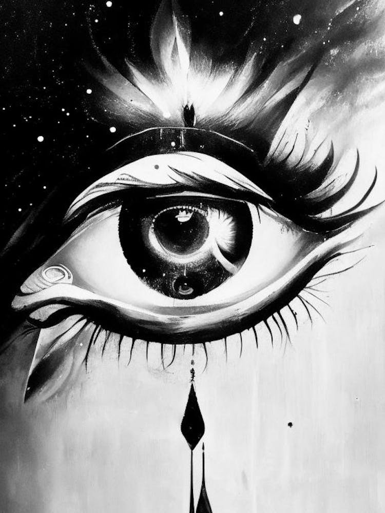 Celestial Eye, Symbol, Third Eye Black & White 1