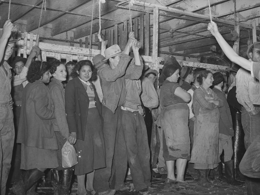 Turkey Pickers Waiting For Work To Start, Cooperative Poultry Plant, Brownwood, Texas By Russell Lee