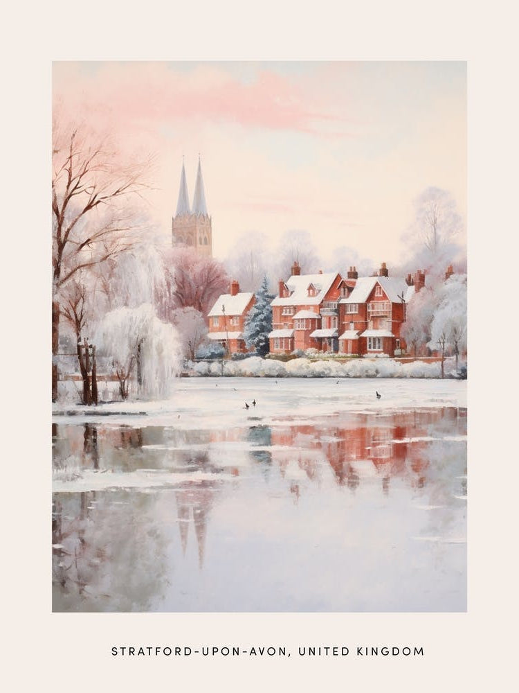 Dreamy Winter Painting Poster Stratford Upon Avon United Kingdom 2