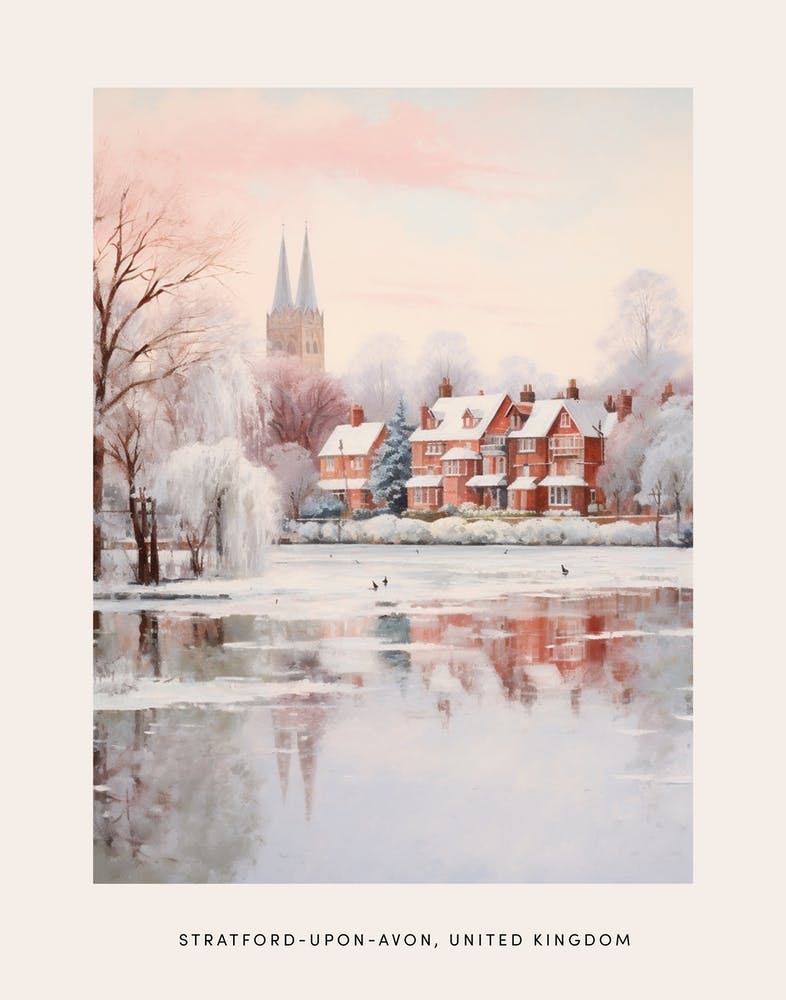 Dreamy Winter Painting Poster Stratford Upon Avon United Kingdom 2