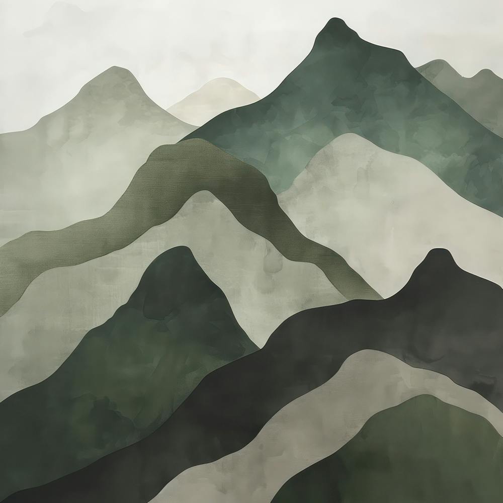 Japanese Watercolour Of Mount Hotaka 2