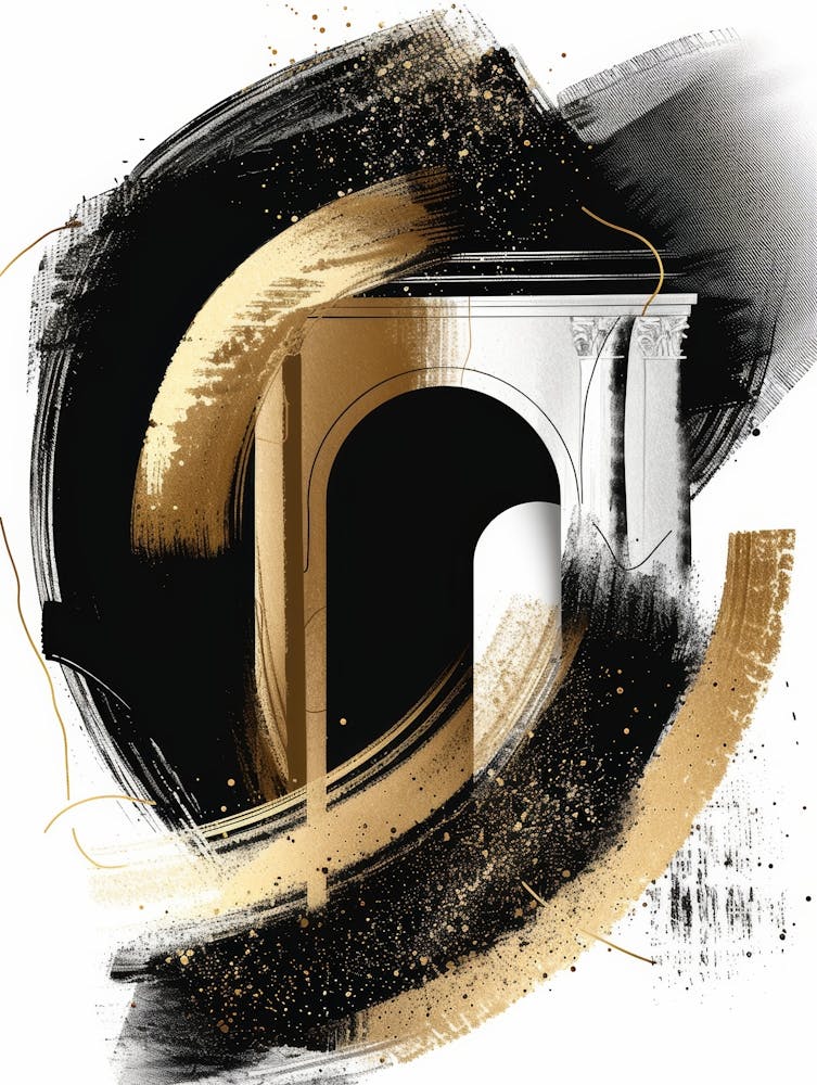 Gold And Black Abstract Painting 56