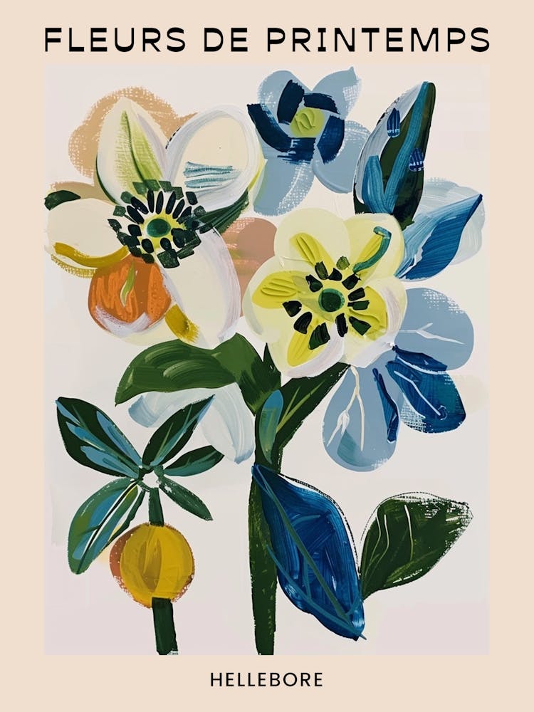 Affiche Florale de Printemps Française Hellébore 3