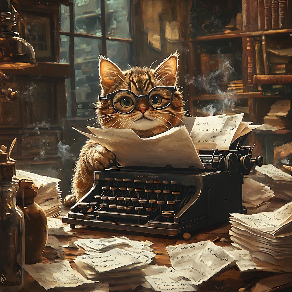 Funny Cat Writer Vintage 7