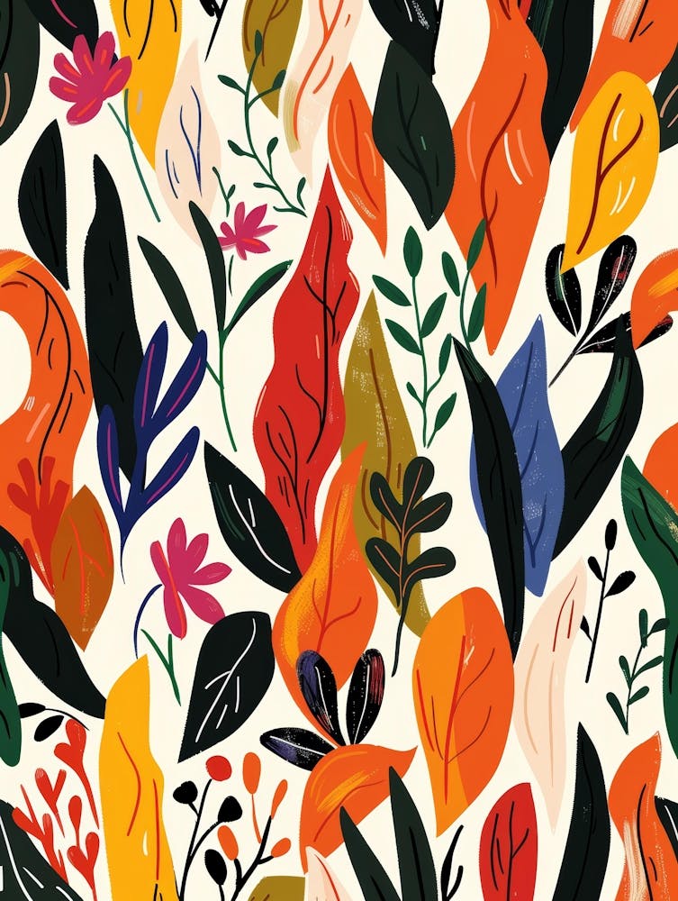 Seamless Pattern With Colorful Leaves