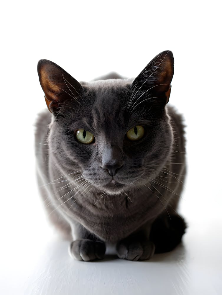 Gray Cat with Green Eyes
