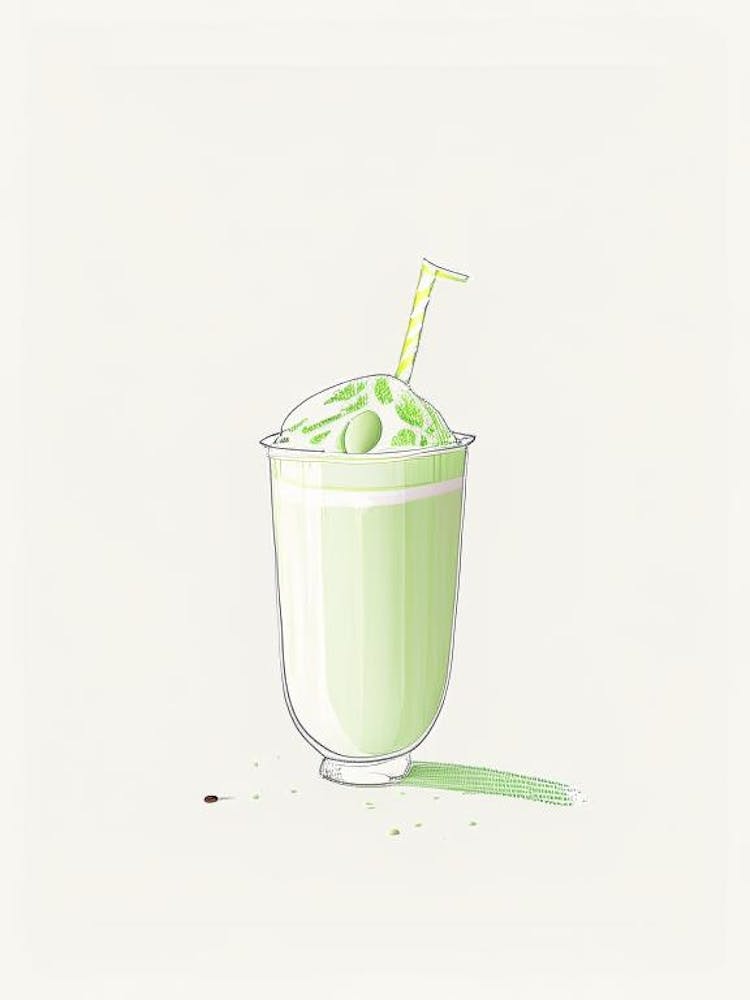 Pistachio Milkshake Dairy Food Minimal Line Drawing 2