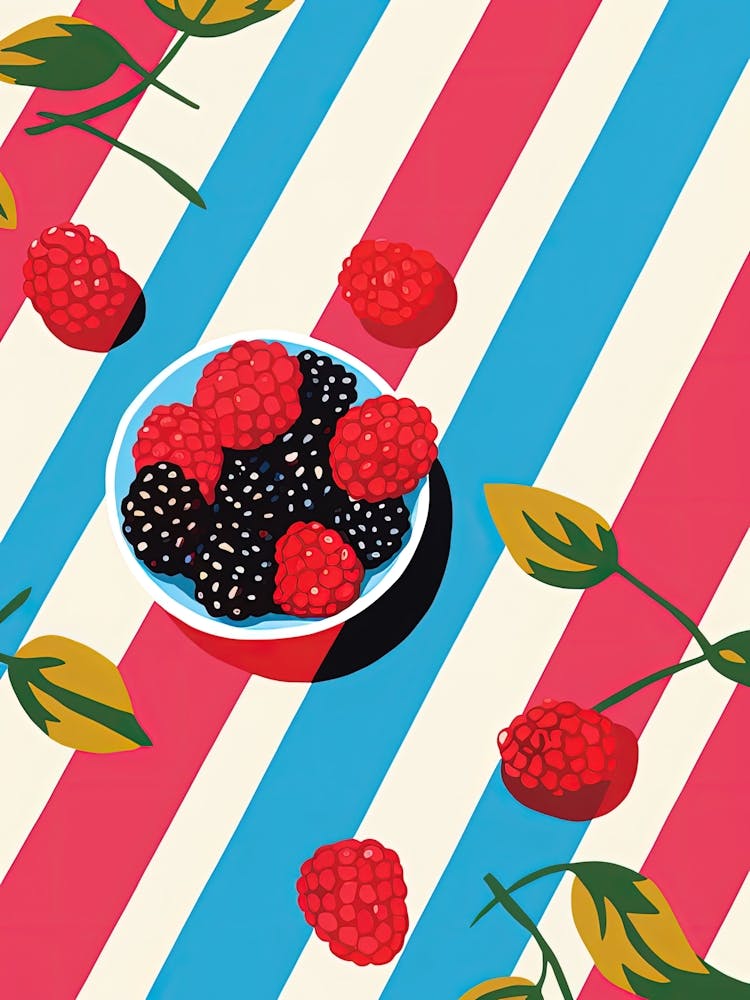 Raspberries Fruit Summer Illustration 4