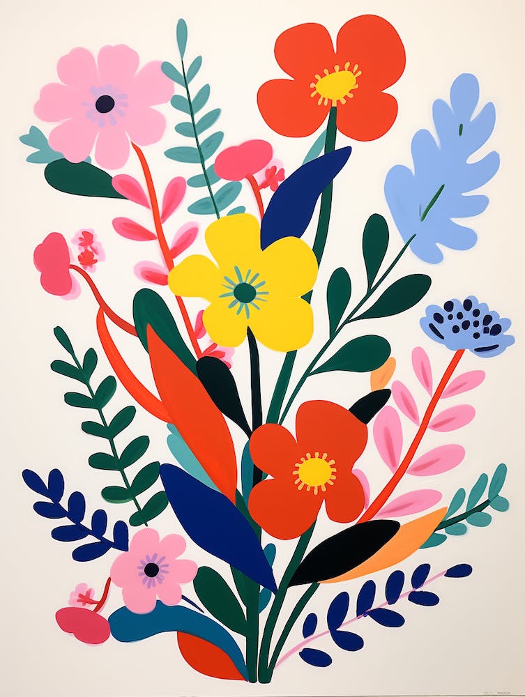 Matisse Inspired Abstract Flowers Poster