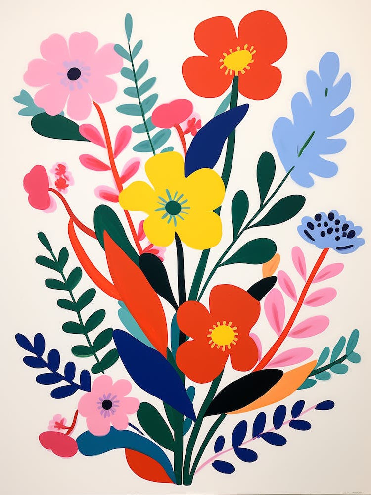 Matisse Inspired Abstract Flowers Poster