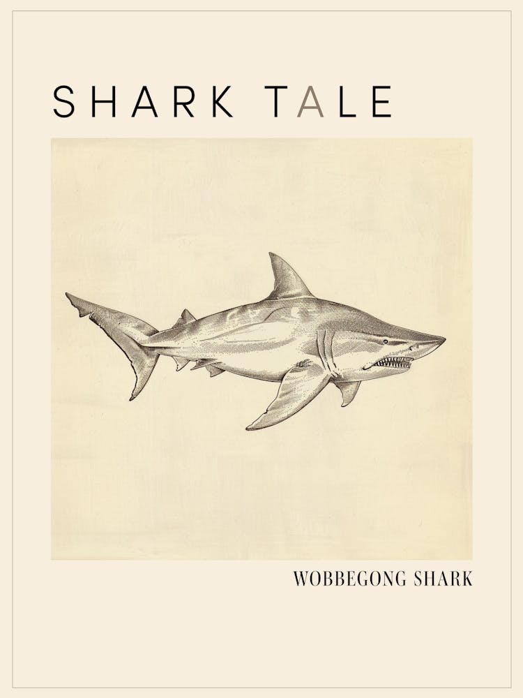 Wobbegong Shark Vintage Illustration 4 Poster