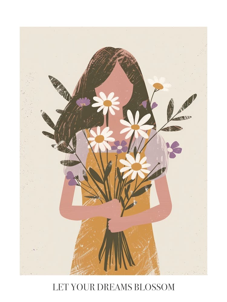 Let Your Dreams Blossom Poster Spring Girl With Purple Flowers 6