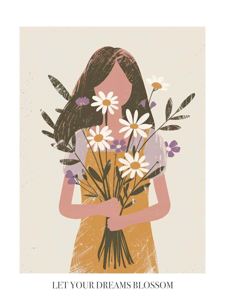 Let Your Dreams Blossom Poster Spring Girl With Purple Flowers 6