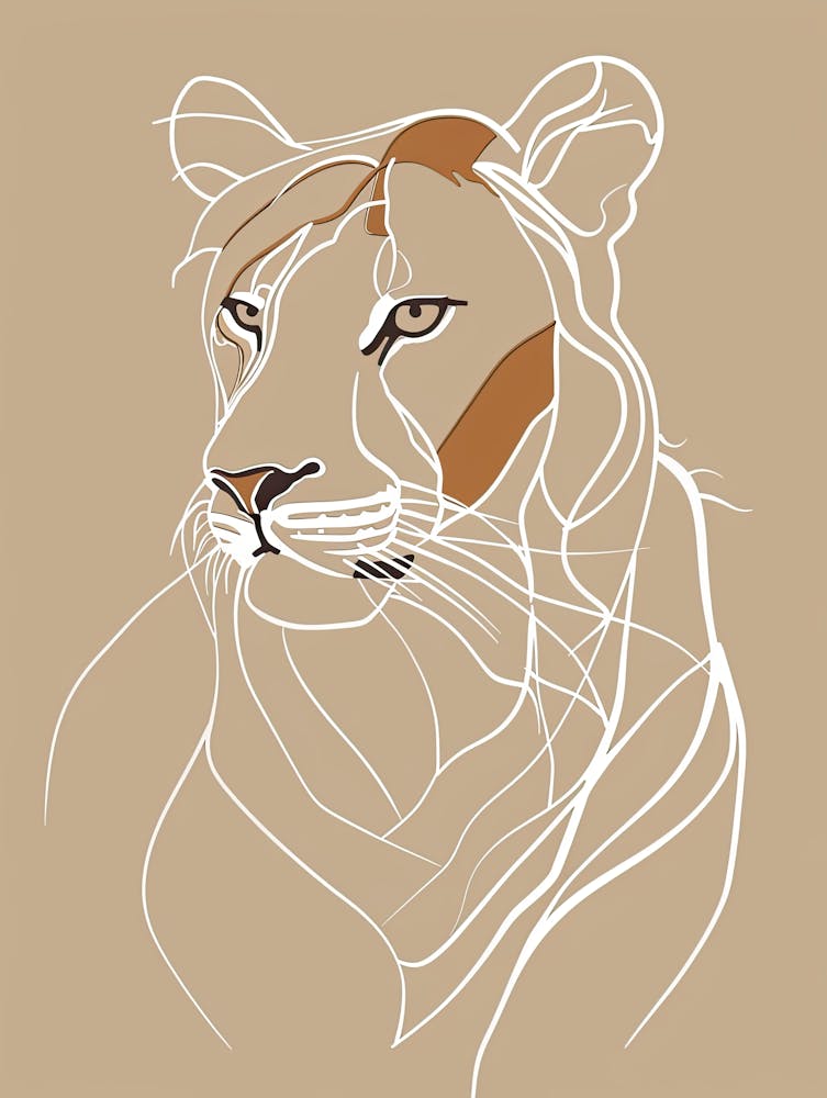Tête De Lion - Boho, Art Linéaire