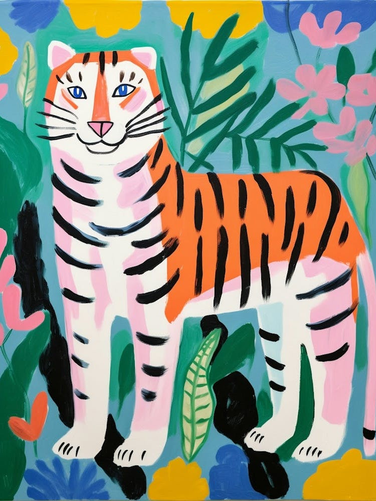 Colourful Kids Animal Art Siberian Tiger 2