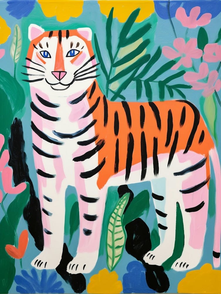 Colourful Kids Animal Art Siberian Tiger 2