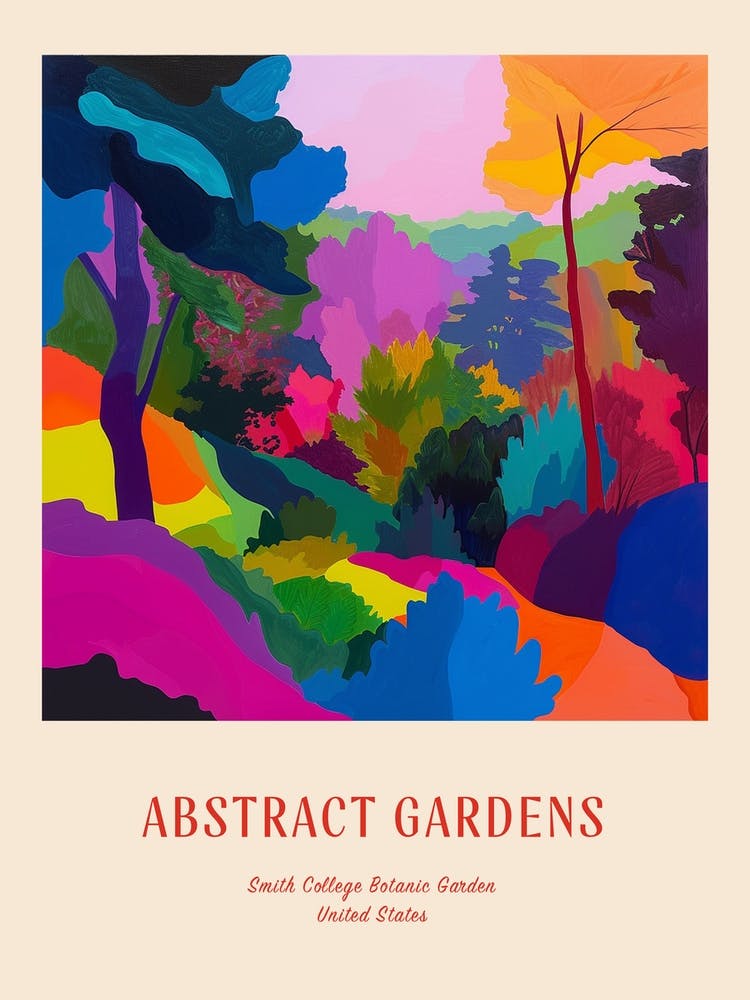 Colourful Gardens Smith College Botanic Garden Usa 1 Red Poster