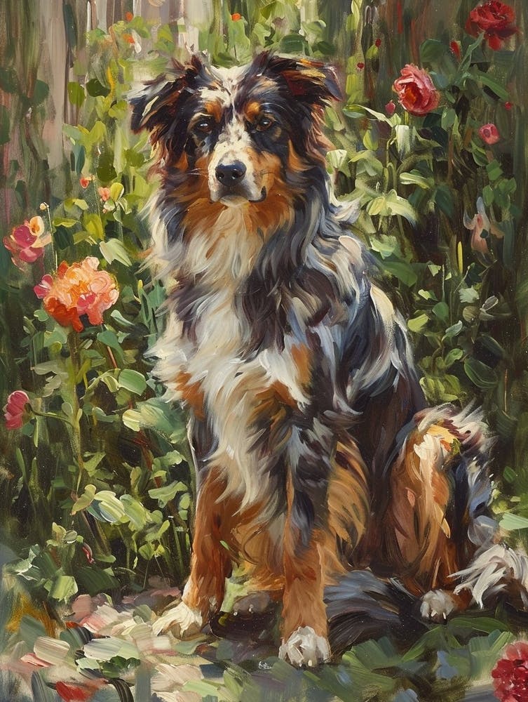 Australian Shepard Dog Acrylic Painting 3