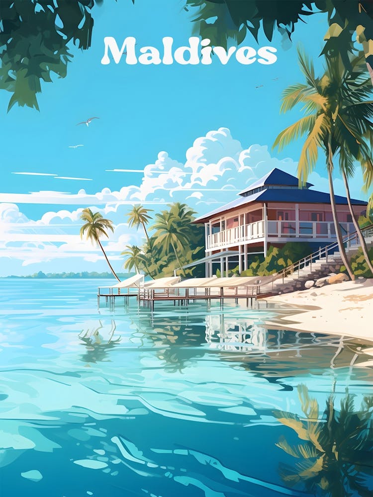 Île des Maldives Art de Voyage Moderne