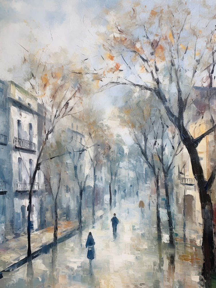 Winter City Park Painting Maria Luisa Park Seville Spain 1