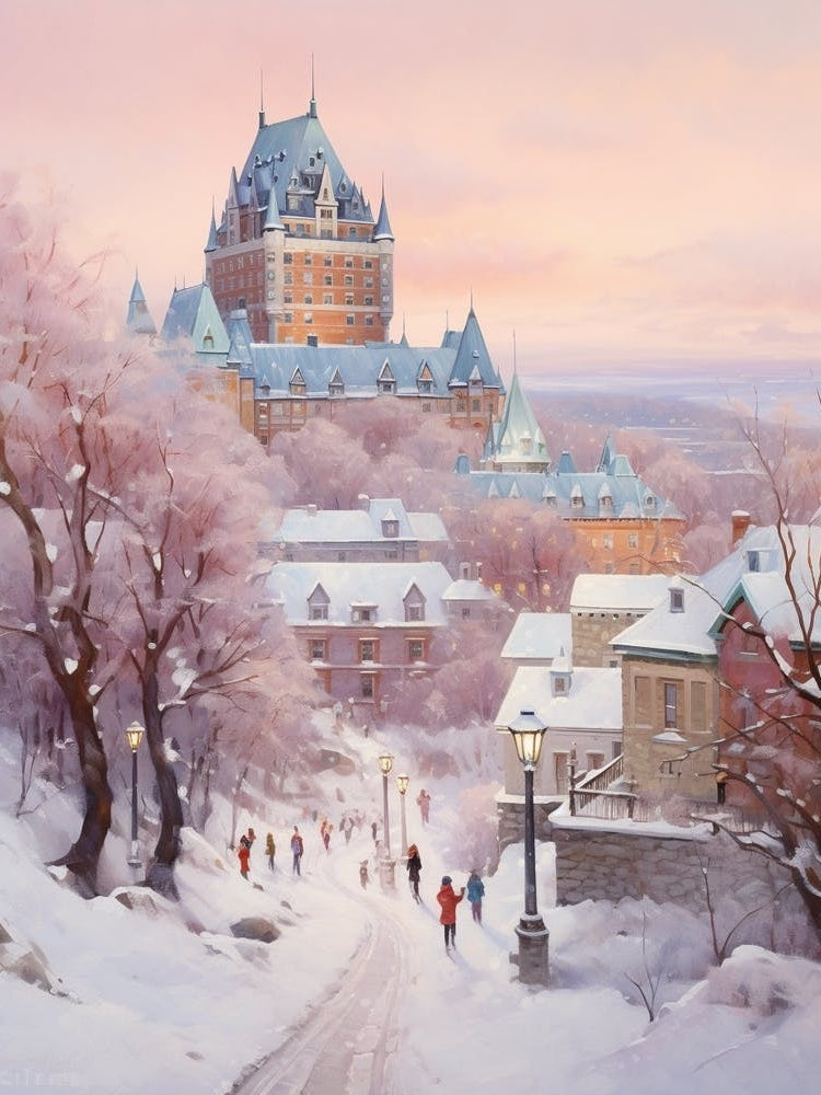 Dreamy Winter Painting Quebec City Canada 2