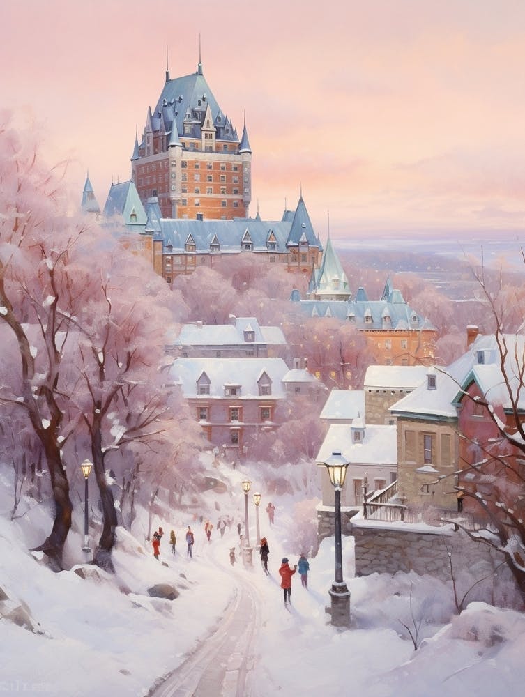 Dreamy Winter Painting Quebec City Canada 2