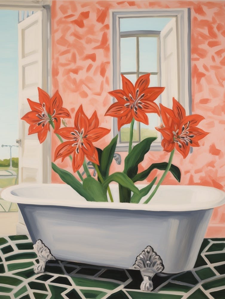 Une Baignoire Pleine d'Amaryllis dans une Salle de Bain 3