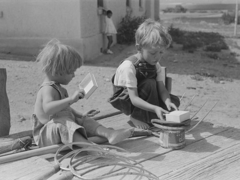 Untitled Photo, Possibly Related To Children Of Spanish American Farm Family Playing On Wagon, Taos County