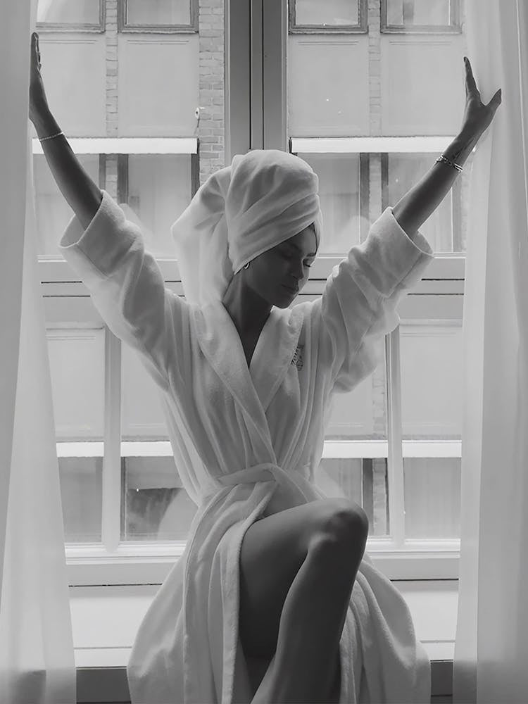 Woman In Window Black And White