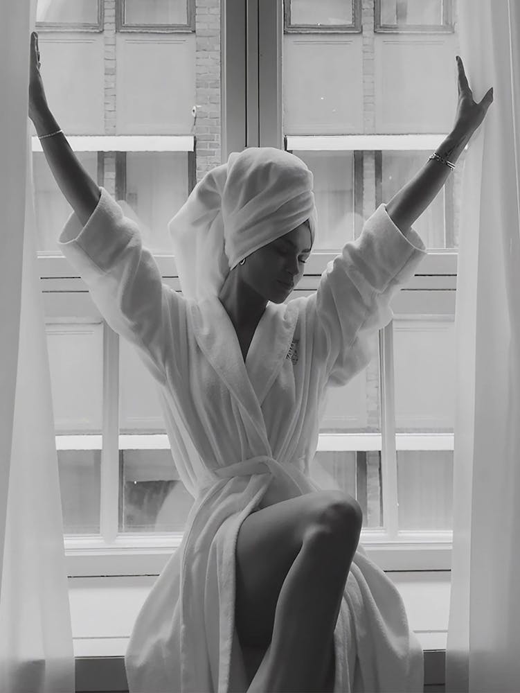 Woman In Window Black And White