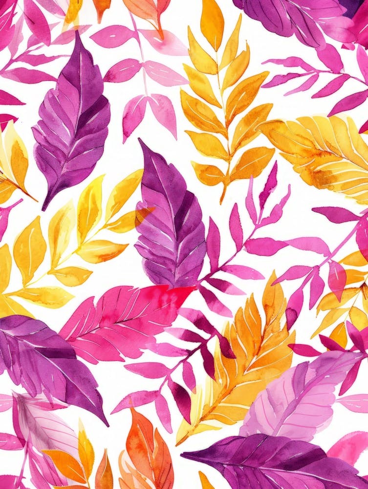 Watercolor Autumn Leaves Seamless Pattern 6