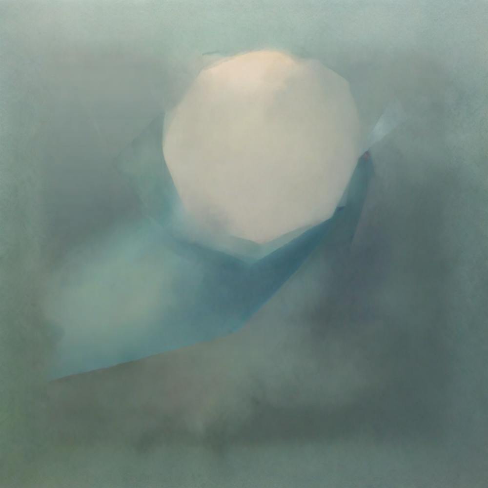 abstract art, A Simple Minimalist Art Featuring A Central Geometric Shape With Calming Colors Soft Blues,