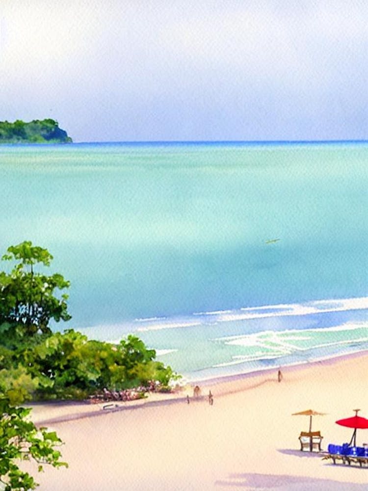 Cha Am Beach 4, Thailand Watercolour