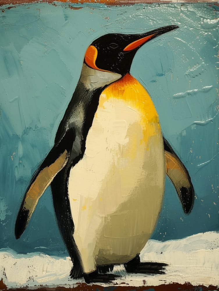 King Penguin Zavodovski Island Colour Block Painting 2